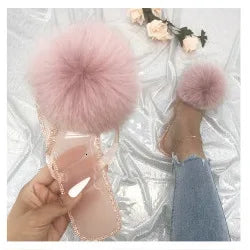 SARSALLYA Fur Slippers Women Real Fox Fur Slides Home Furry Flat Sandals Female Cute Fluffy House Shoes Woman Brand Luxury 2024