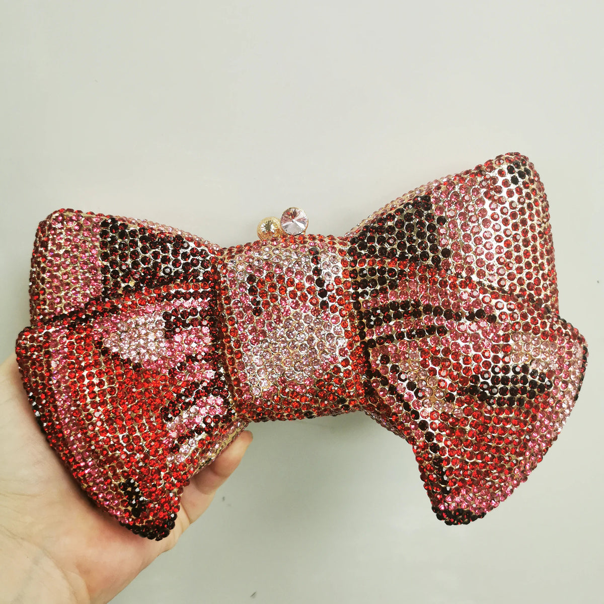 Best Design Bow Shape AB Rhinestone Purse Women Handbag Evening Clutch Bags High Quality Lady Diamond Crystal Party Wedding Bag