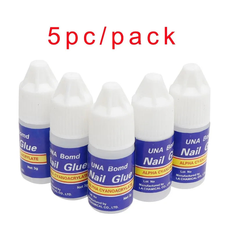 5Pcs Fast Drying Nail Art Glue Glitter UV Acrylic Rhinestones Press on Nails Strong Adhesive Nail Glue False Tips Manicure Tool