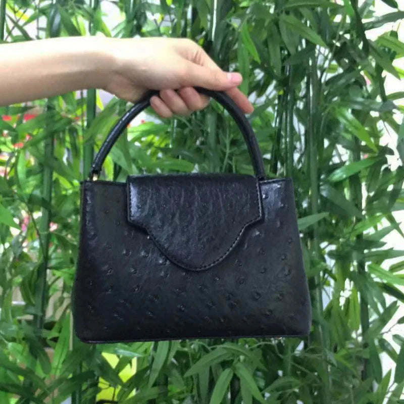 2023 Fashion New Snake Handbag Luxury Brand Design Women Loved Shoulder Tote Bag Ostrich Leather Pouch