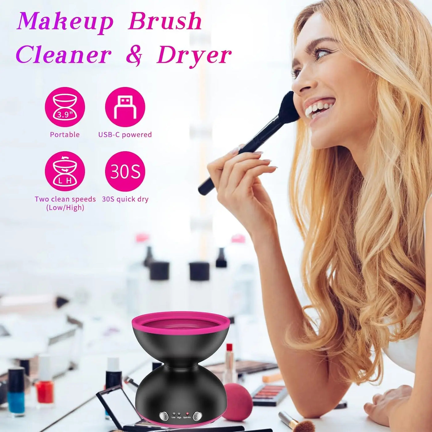 Electric Makeup Brush Cleaner Dryer Machine Portable Electric Makeup Brush  Dryer