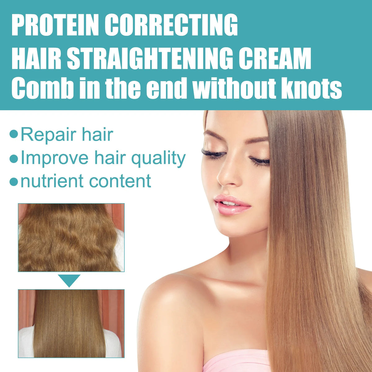 Hair Straightening Cream for Curly Hair Repairs Damage Straight Cream Professional Keratin Protein Straightening Hair Treatment