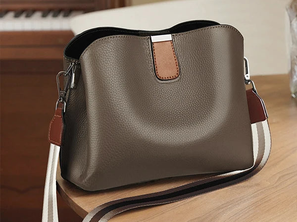 FOXER-Leather Shoulder Bag for Women, Monogram Crossbody Handbag, Gift for Lady, Mom, Wife