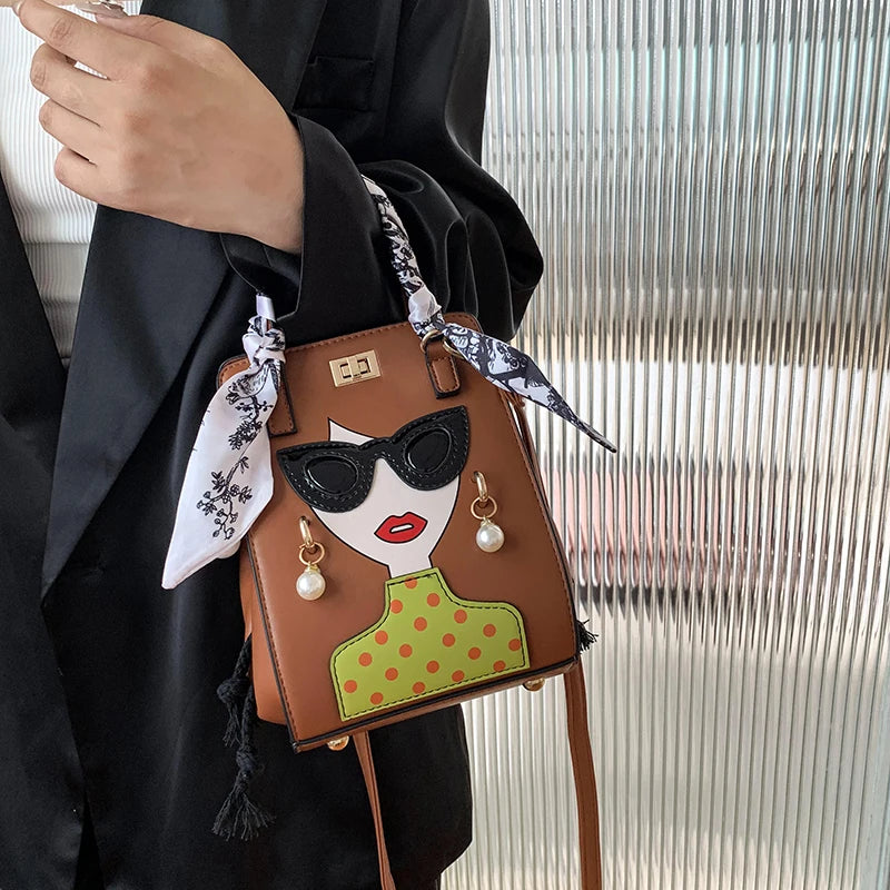 2023 Luxury Brand Hand Bags for Women High Quality PU Shoulder Bag Fashion Glasses Beauty Crossbody Bag Cute Purses and Handbags