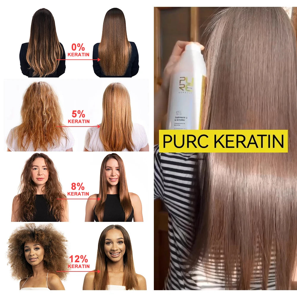 PURC 1000ml Keratin Hair Straightening Smoothing Treatment For Curly Frizzy Hair Care Brazilian Keratin Products Professional