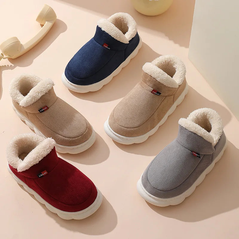 Bebealy New Fur Man Slippers For Women Winter Fluffy Plush Home Cotton Slippers Female Indoor Outdoor Fuzzy Cozy Cotton Shoes