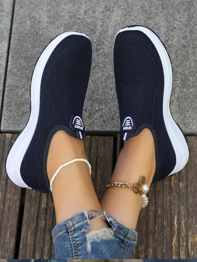 Summer New Mesh Breathable Large Size Casual Shoes for Women Soft Sole Lightweight One Step Single Shoes for Women