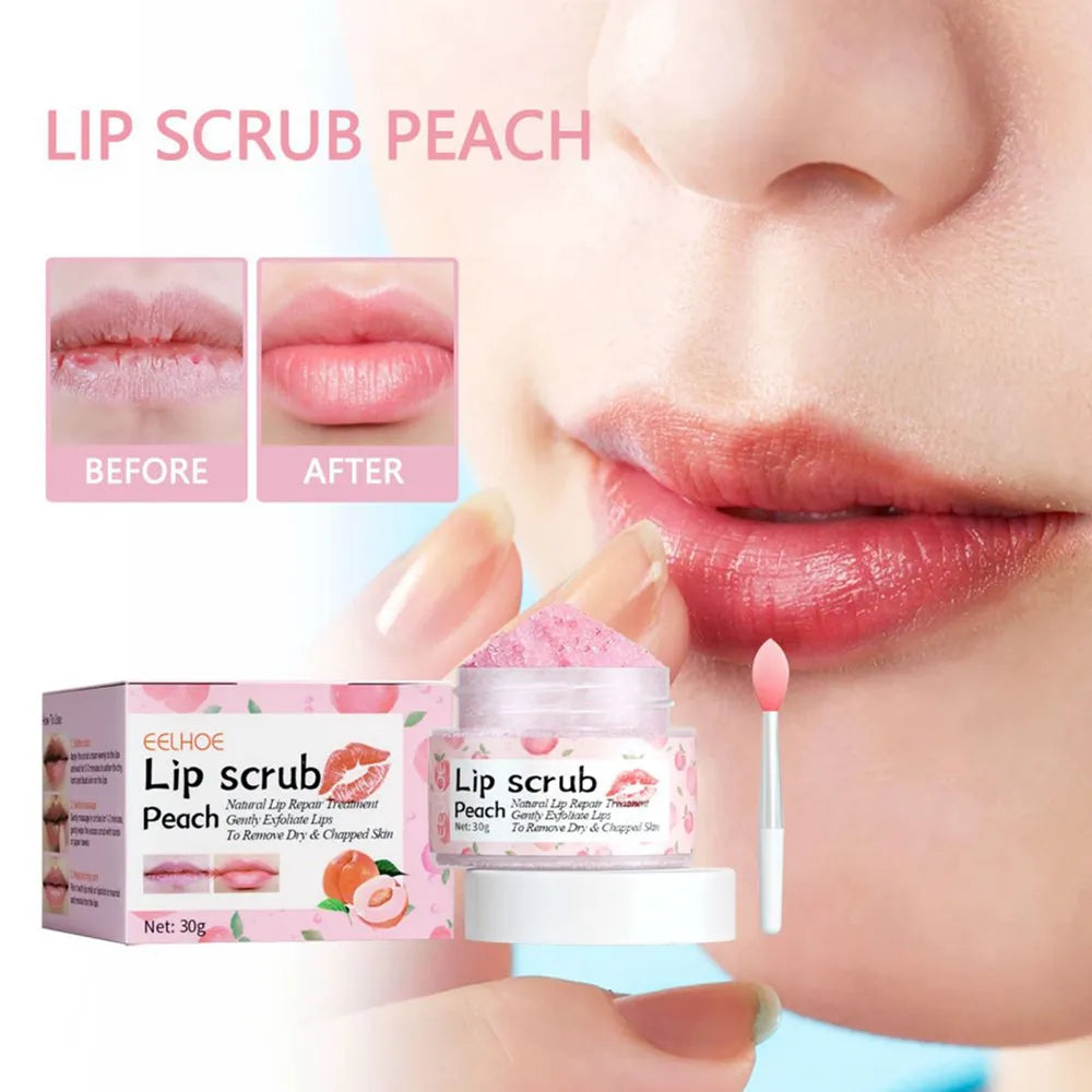 Peach Lip Scrub Exfoliating Lightening Fade Lip Lines Anti Dryness Removing Dead Skin Moisturizing Care Makeup Lip care