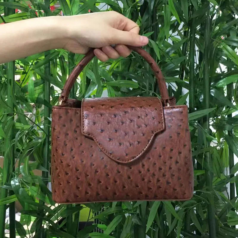 2023 Fashion New Snake Handbag Luxury Brand Design Women Loved Shoulder Tote Bag Ostrich Leather Pouch
