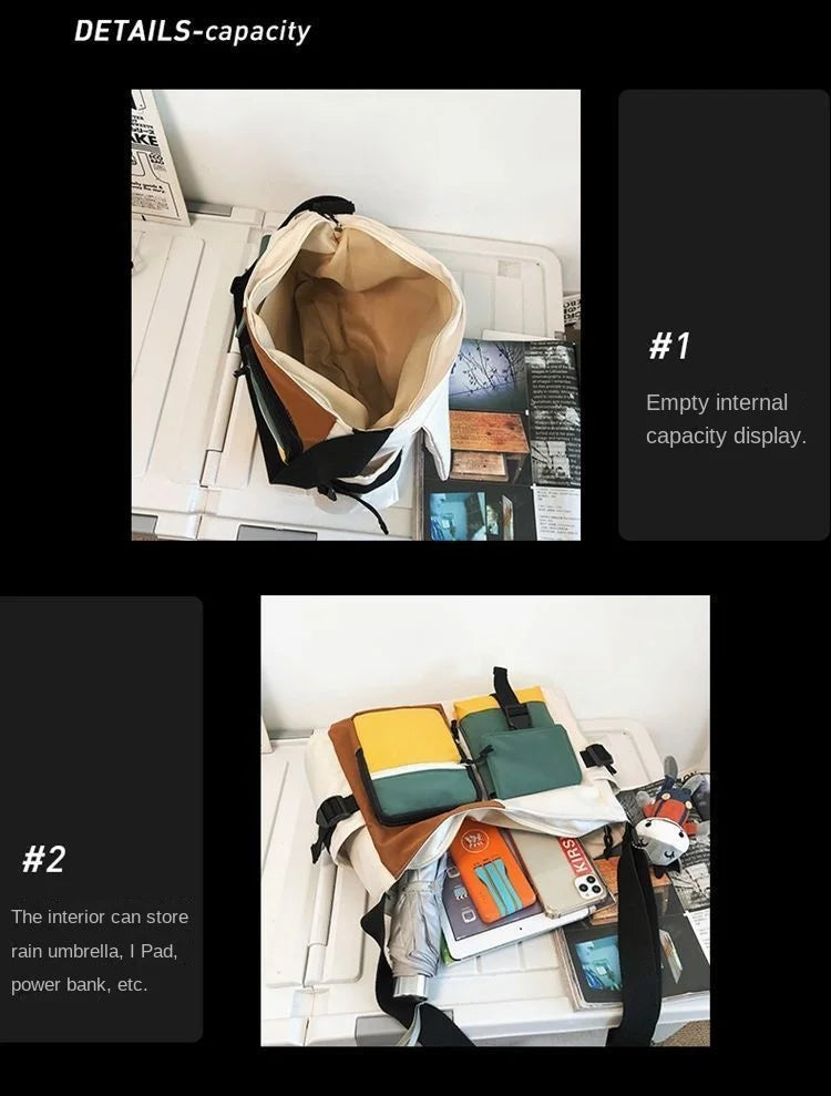 Nylon Crossbody Bags for Women Men Fashion Canvas Handbags Shoulder Bag Students School Book Messenger Bag with Mutiple Pockets