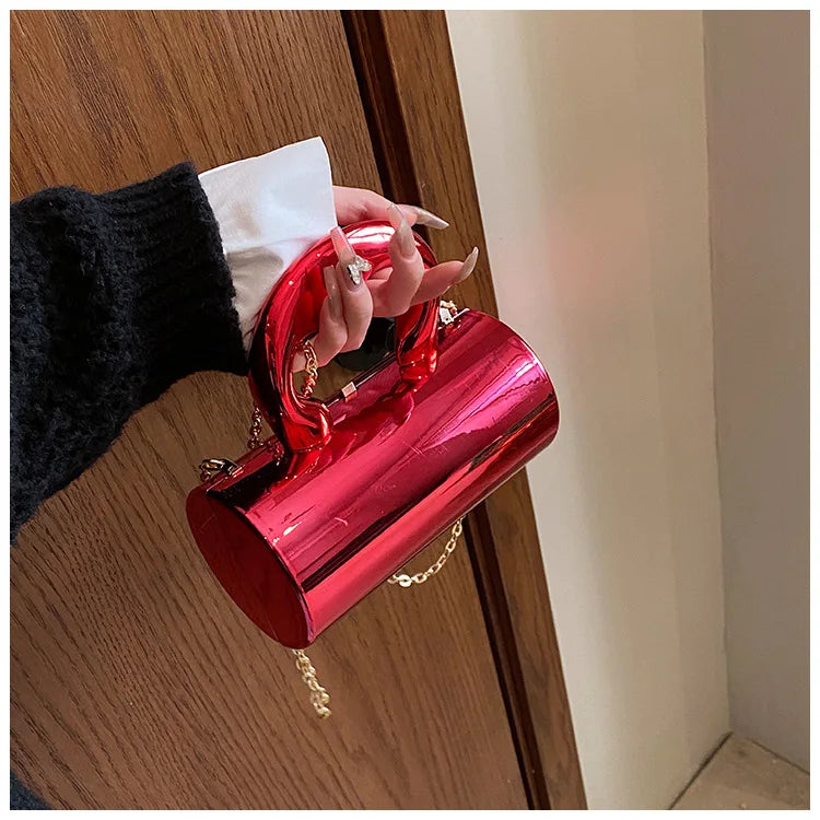 Women's Handbag Bags For Women 2025 Party Clutches Fashion Cylinder Mini Evening Purse Crossbody Shoulder Bag Gold Box Clutch