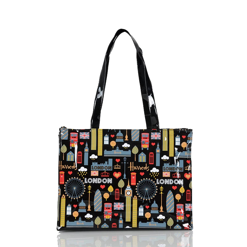 Green Striped PVC Women's Tote