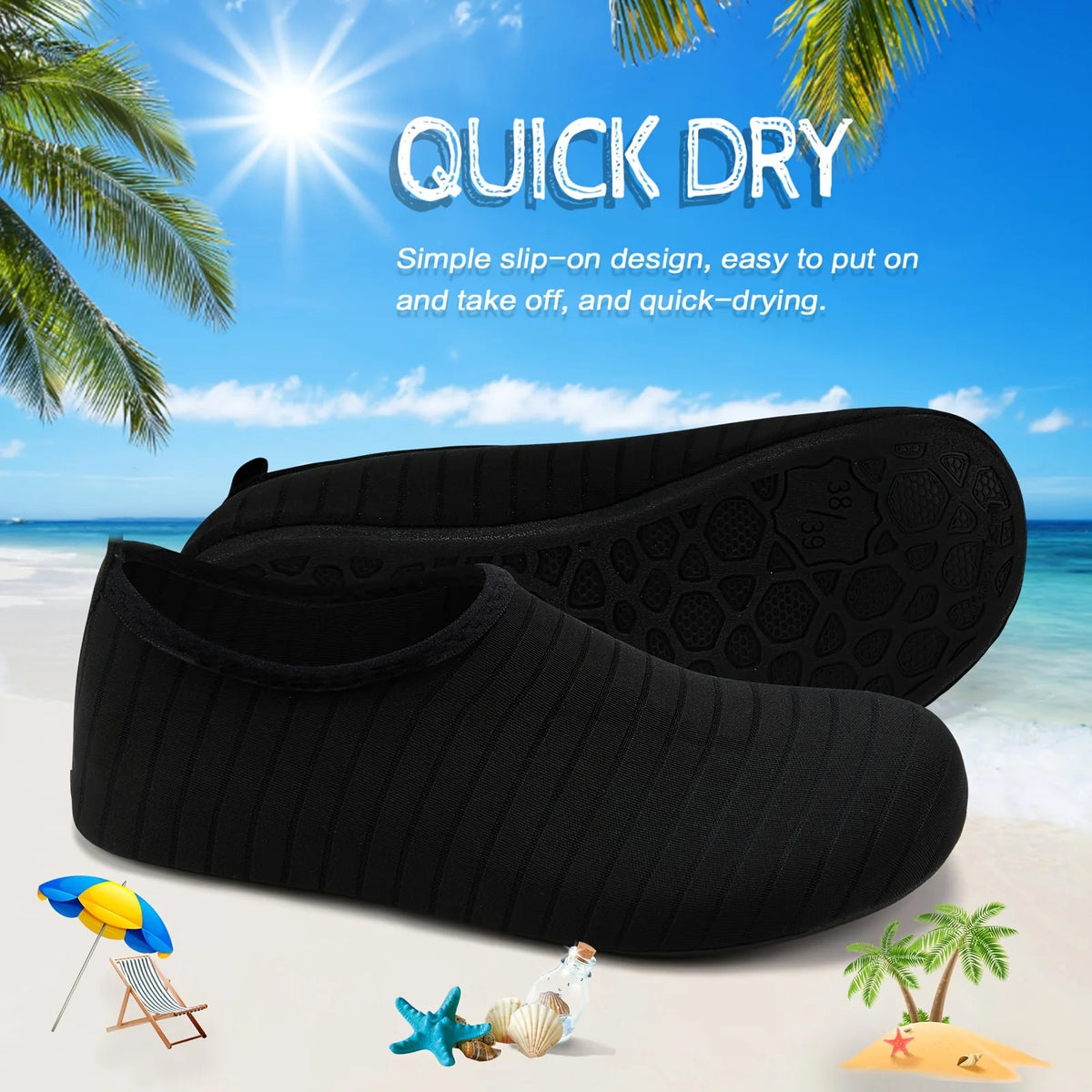 1 Pair Water Shoes Women Barefoot Socks Anti-Slip Quick-Dry Men Beach Swim Water Sports Shoes
