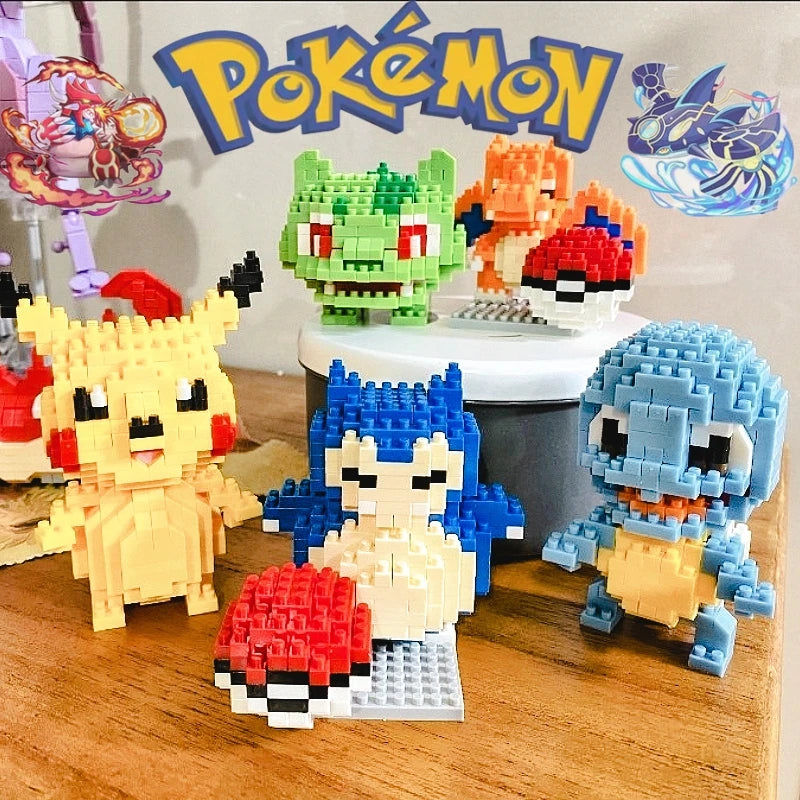 Pokemon Small Simple Building Blocks Pikachu  anime figure  Action Toys Graphics Diamond Mini Model Pocket Monster Collect Gift