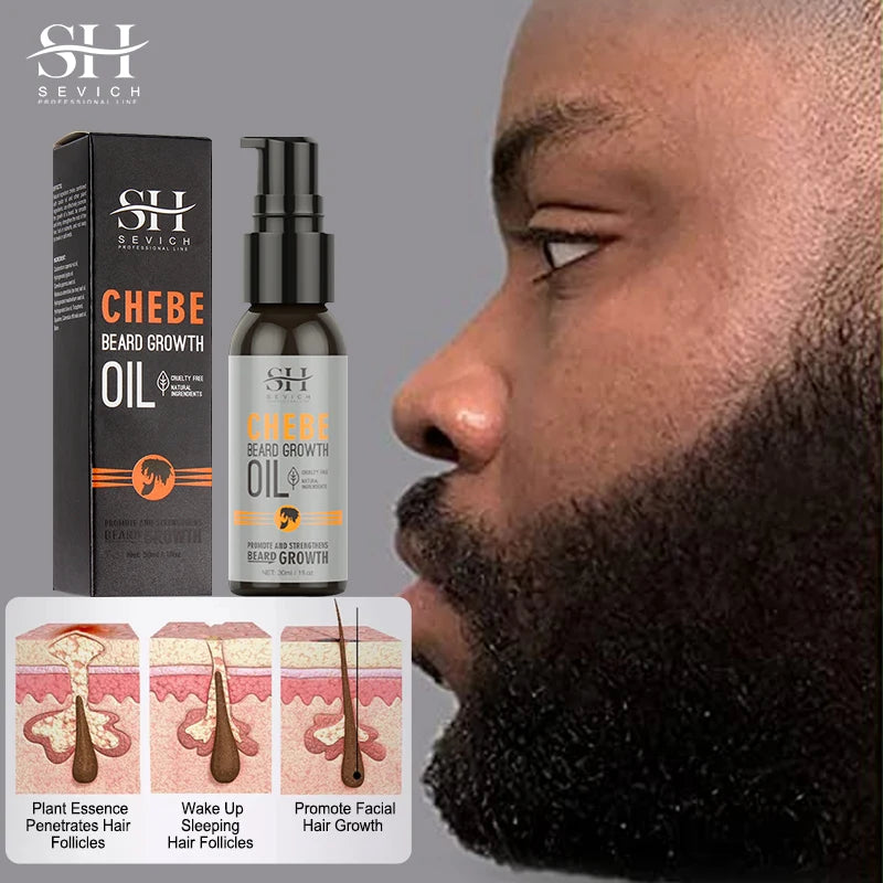 Natural Chebe Men Beard Growth Oil Fast Effective Beard Growth Essential Hair Loss Treatment Product Sevich Beard Care Serum