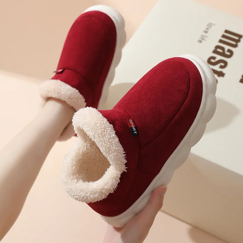 Bebealy New Fur Man Slippers For Women Winter Fluffy Plush Home Cotton Slippers Female Indoor Outdoor Fuzzy Cozy Cotton Shoes
