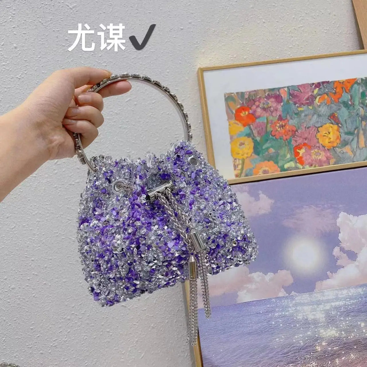 Luxury Designer Colorful Stones Evening Clutch Bag Wedding