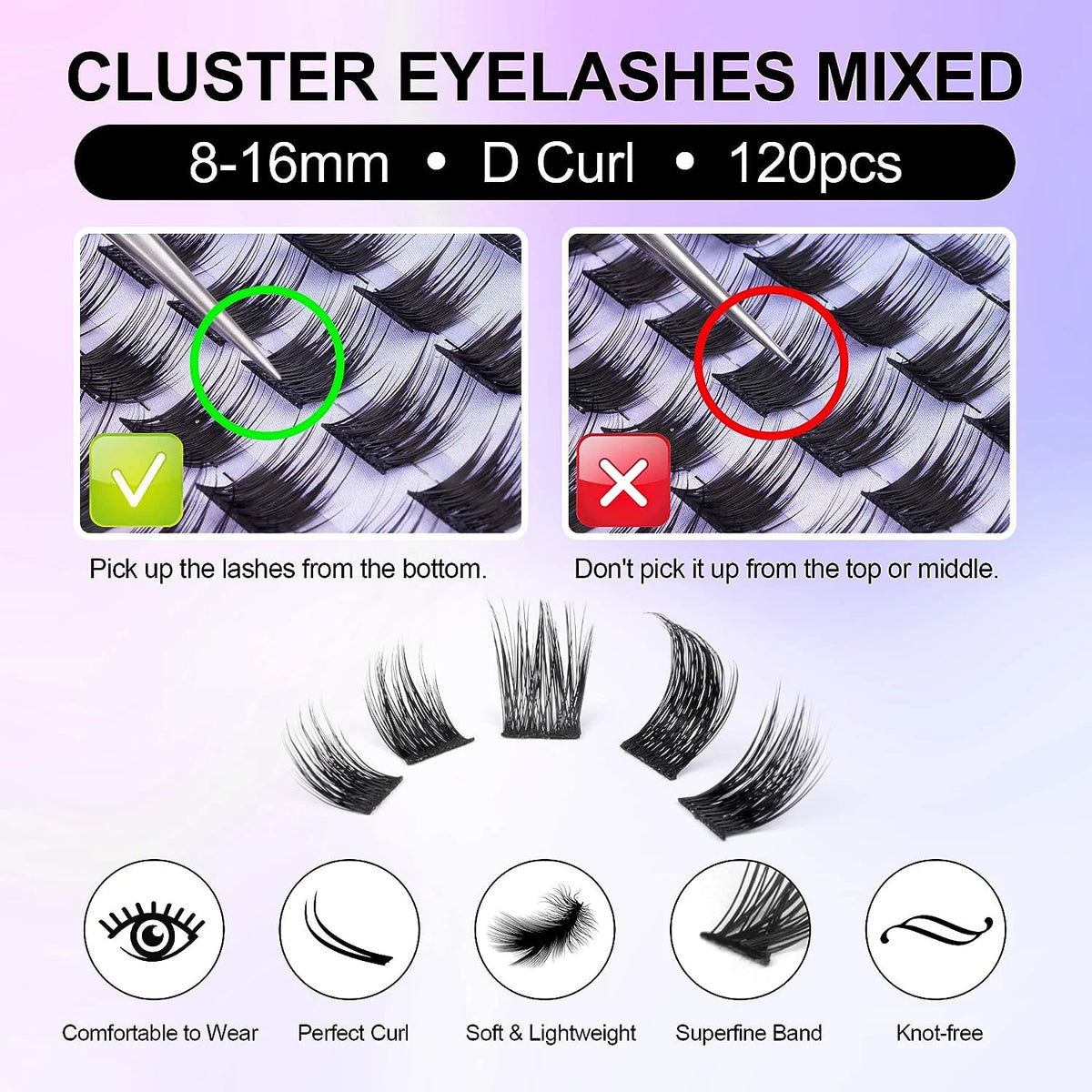 Eyelashes 240 PCS Clusters Lash Bond and Seal Makeup tools DIY Lashes Extension kit for gluing  Lashes Gluing Glue  Accessories