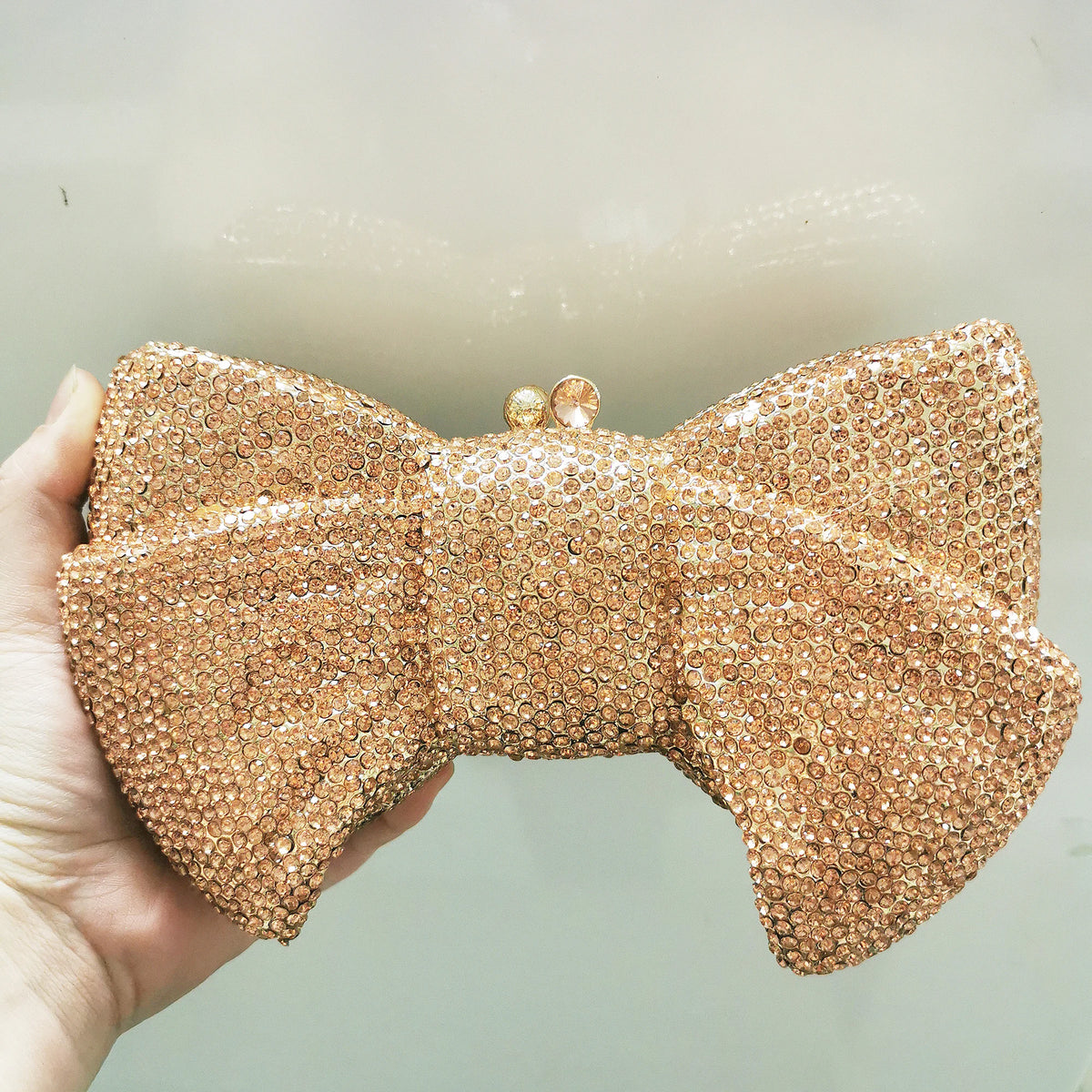 Best Design Bow Shape AB Rhinestone Purse Women Handbag Evening Clutch Bags High Quality Lady Diamond Crystal Party Wedding Bag