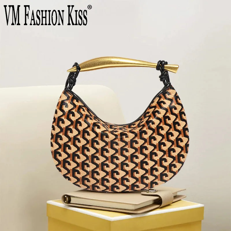 Genuine Horsehide Shoulder Bag Cows Pattern Detachable Strap