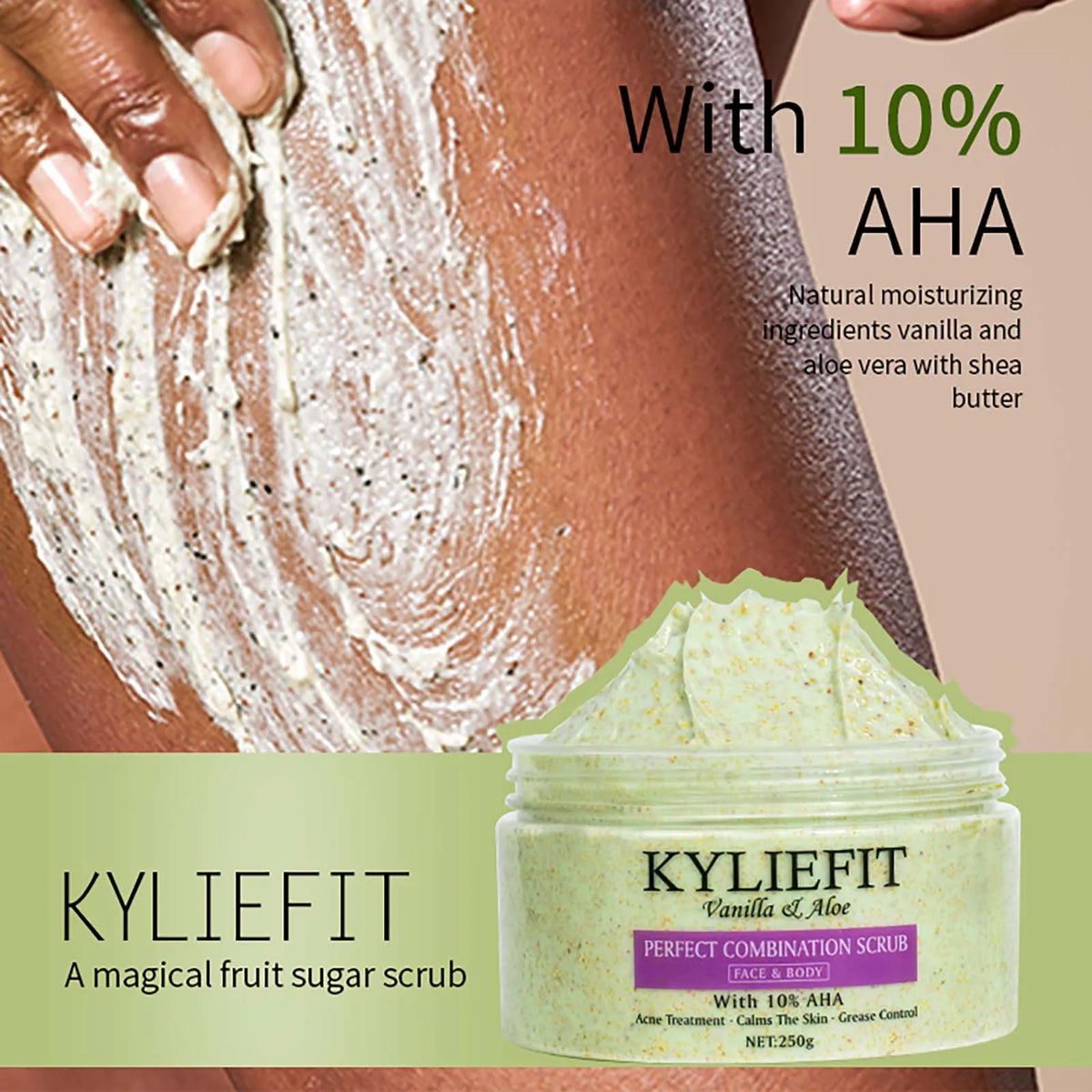 KYLIEFIT Premium Organic Scrub Set For Face, Body, Legs, Knee, Feet, Arms And Hands, Clean Skin, Reduce Acne, Moisturizing