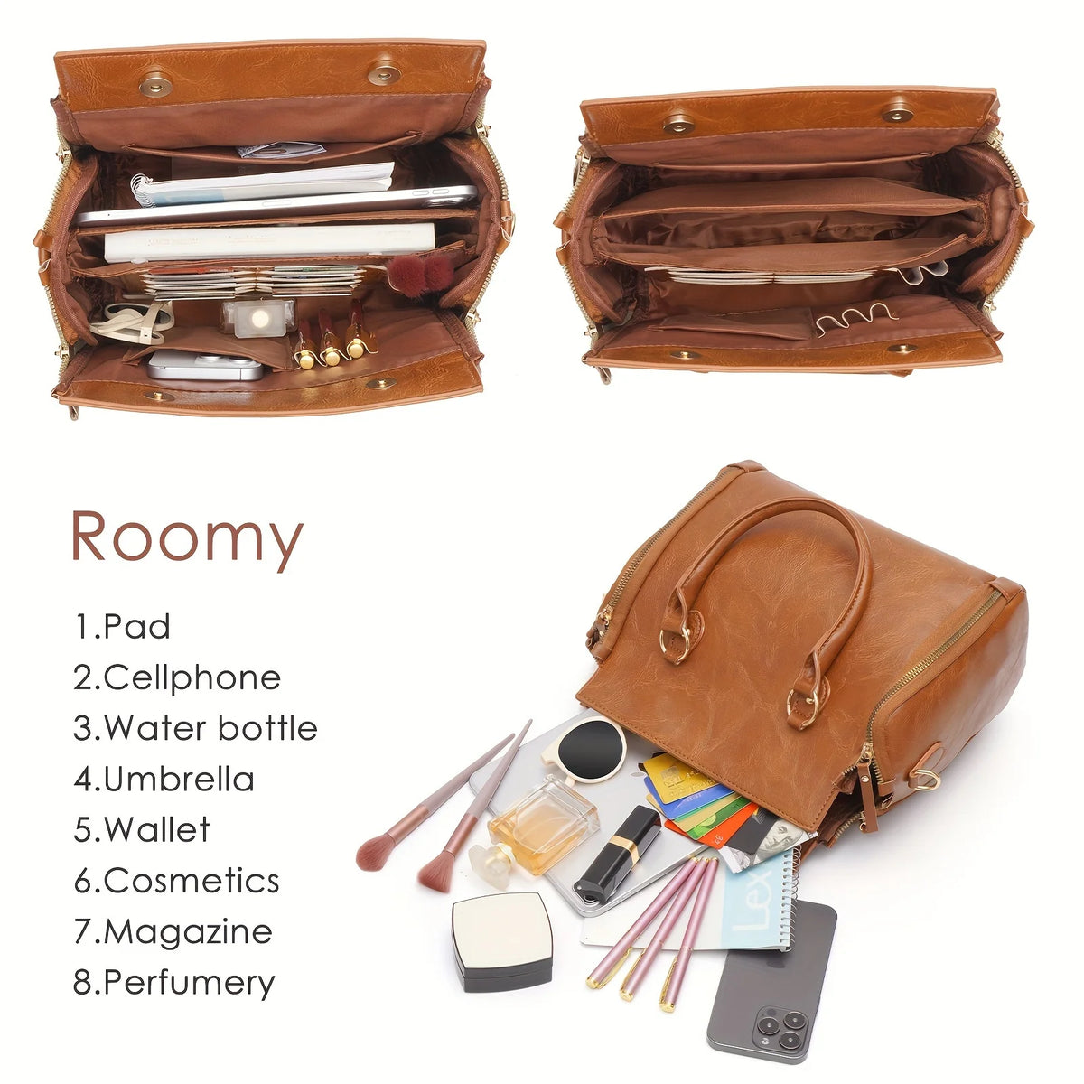 Retro Handbag PU Leather Women Bag Purse Portable Storage Bag With Multi Card Slots Women's Multi Layer Crossbody Bag