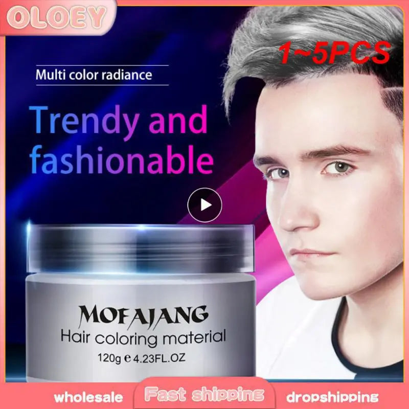 1~5PCS Mofajang Color Hair Wax Styling Pomade Silver Grandma Grey Disposable Natural Hair Strong Gel Cream Hair Dye for Women