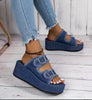 Cowboy Wedges Slippers Shoes Women High Heels Platform Sandals Buckle Flip Flops 2024 Summer Fashion Pumps Zapatos Mujer Slides