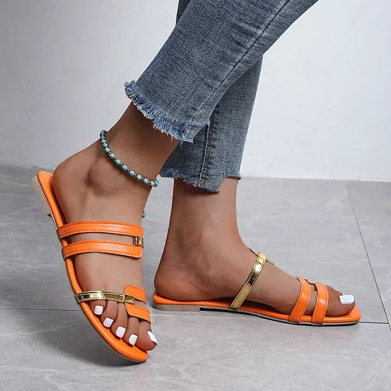 Women Casual Anti-slip Slippers Comfortable Outdoor Sandals Fashion Flat Slippers Elegant Designer Shoes Summer New Slides Women