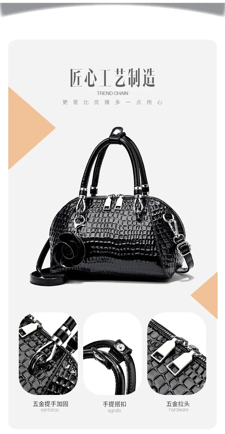European / American Style Fashion Handbag Yellow Crocodile Pattern Women Tote Bag Ladies Small Shell Messenger Shoulder Bags sac