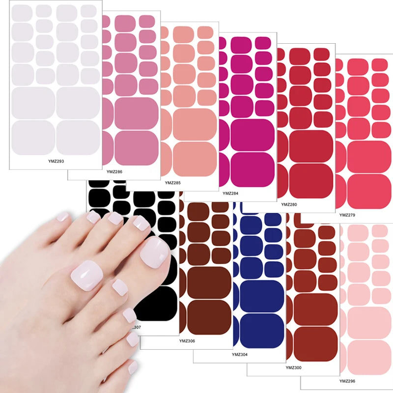 Baking Free Solid Color Toenail Stickers Show Whiteness Waterproof Simple Fashion Nail Stickers Manicure Decals