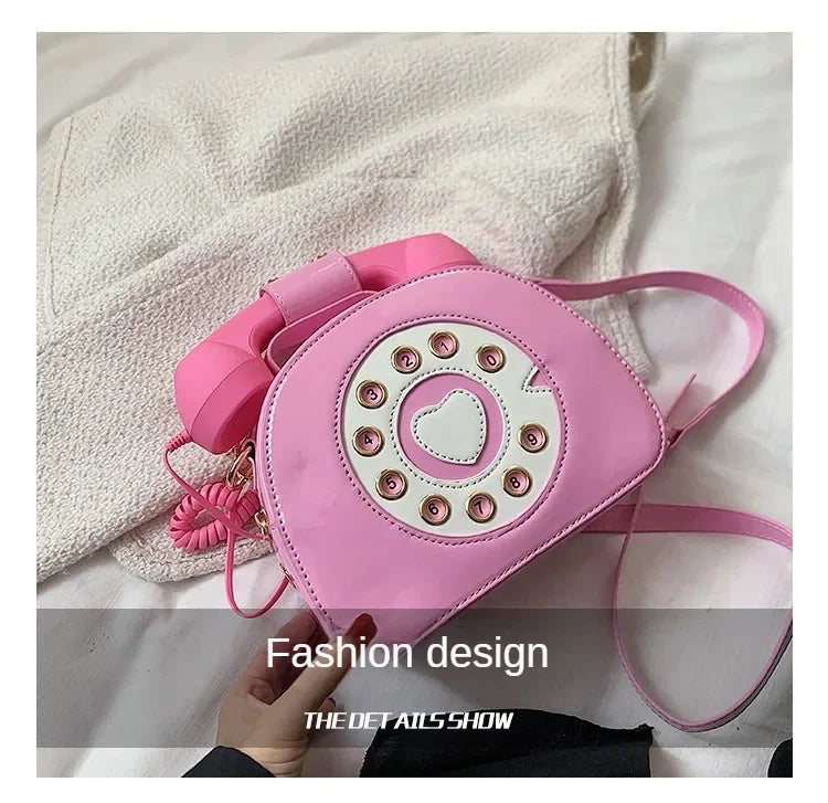 Stylish Women Telephone Shaped Crossbody PU Leather Shoulder Bag Female Casual Handbag Shopping Street School Satchel Tote Purse