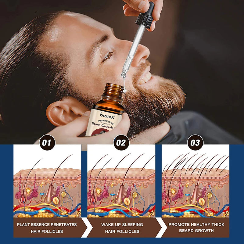 Beard Growth Essential Oil Grow Beard Thicker & More Full Thicken Hair Beard Oil For Men Beard Grooming Treatment Beard Care