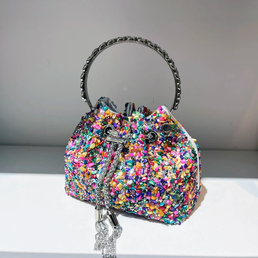 Handle Rhinestones Evening clutch Bag Purses and handbag luxury Designer shoulder bag Shiny Crystal Clutch purse bucket bag