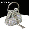 Rhinestones Women Evening Bags Bucket Design Party Day Clutch Soft Mixed Color Handle Design Handbags Purse Mature