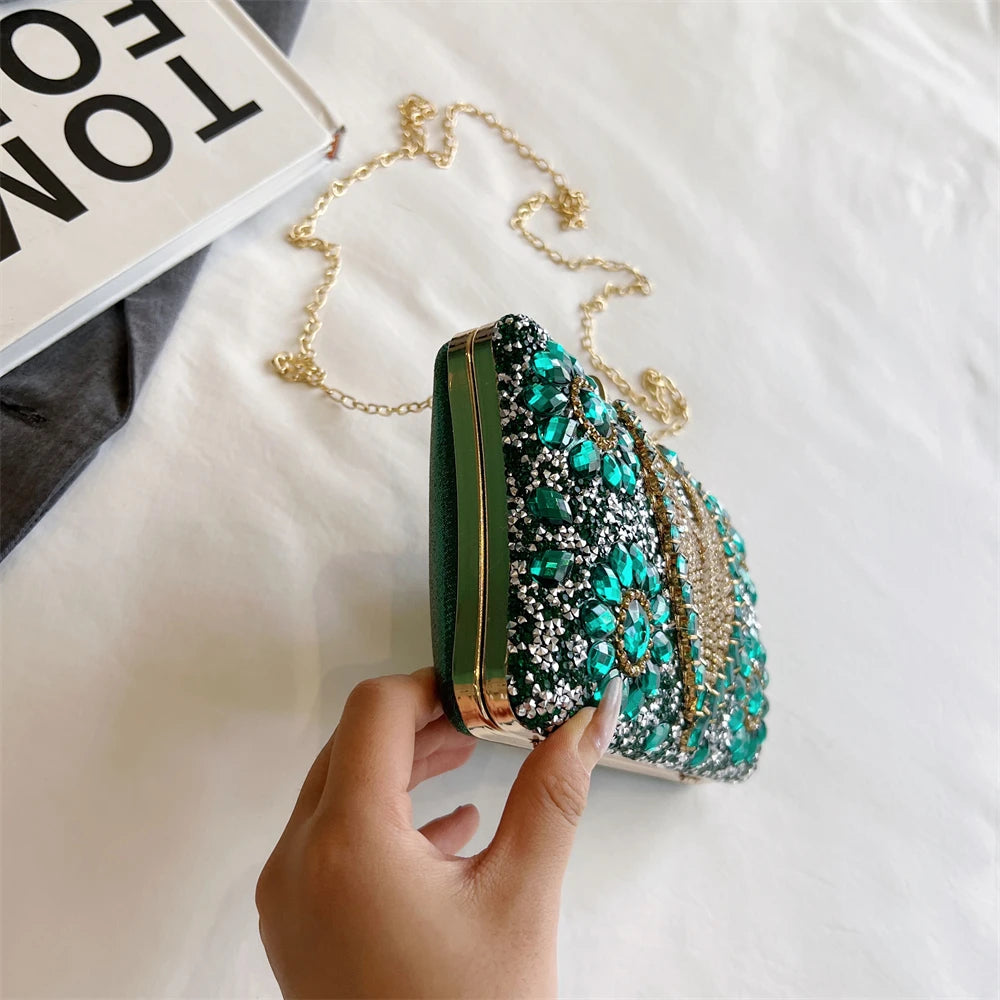 Luxury Sparking Rhinestone Evening Clutch Bags For Women Wedding Prom Dinner Party Gemstone Crossbody Bag 2024 Designer Handbags