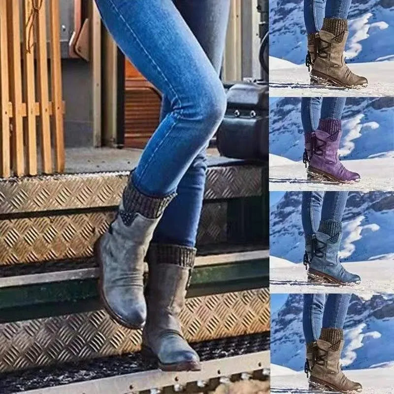 Thick Sole Wedge Heel Snow Boots 2022 New Black Fashion Warm Women's Boots Classic Winter Women's Boots Black Boots