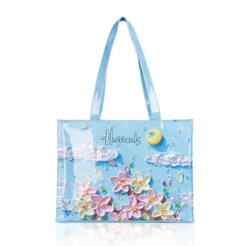 Green Striped PVC Women's Tote