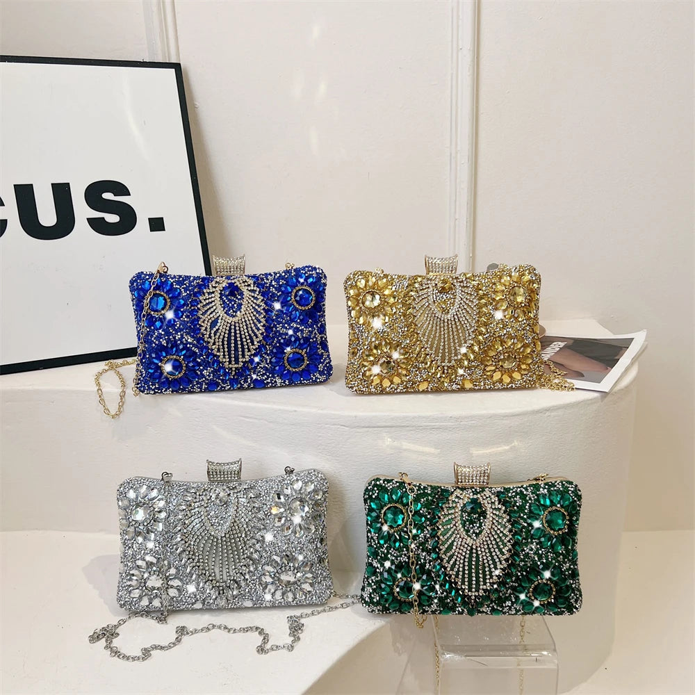 Luxury Sparking Rhinestone Evening Clutch Bags For Women Wedding Prom Dinner Party Gemstone Crossbody Bag 2024 Designer Handbags