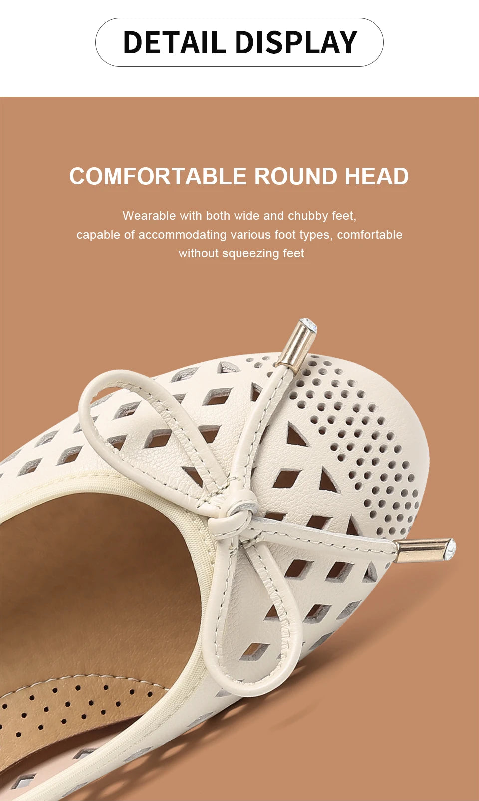 Summer Slip-on Shoes Flat Hollow Comfortable Woman Shoes Genuine Leather Soft Bottom White Breathable Mule Women's Moccasins 41