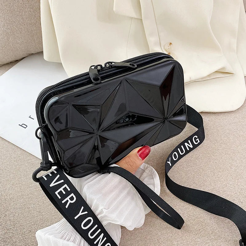 Women PVC Cosmetic Pouch Travel Suitcases Bag Shaped Wallet Handbag Makeup Storage Organizer Pouch Suitcase Shoulder Bag Clutch