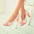 KNCOKAR 2022 new fashion sweet bow color matching thick heel high heels large size women's shoes 34-43