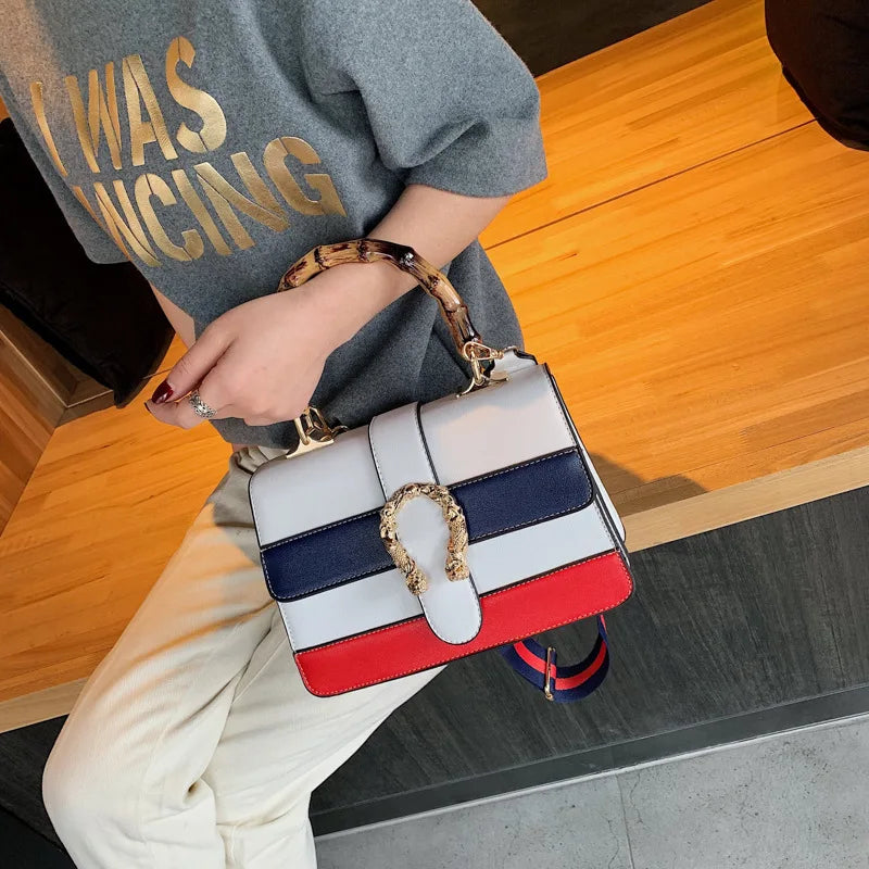Fashion Colour Blocking Retro Ladies Handbag Temperament