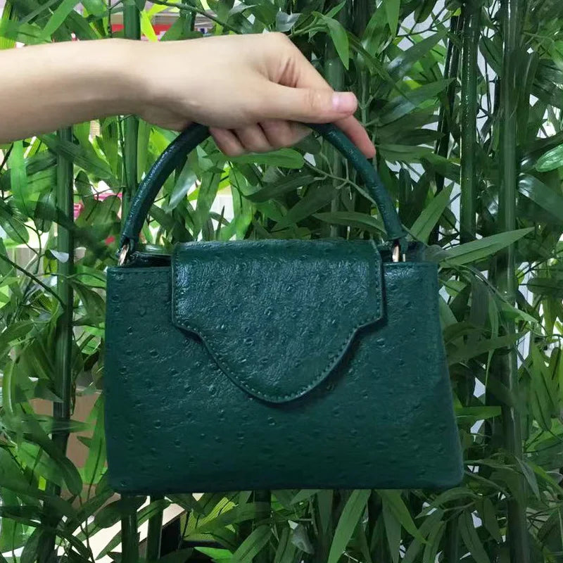 2023 Fashion New Snake Handbag Luxury Brand Design Women Loved Shoulder Tote Bag Ostrich Leather Pouch