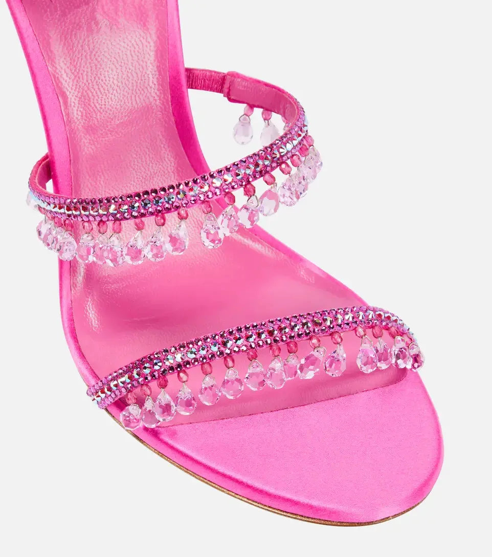 2025 Women's New Rhinestone Sandals Fashion Tassel Crystal Shoes Sexy Nightclub Banquet Party Twining Stiletto Women's Sandals