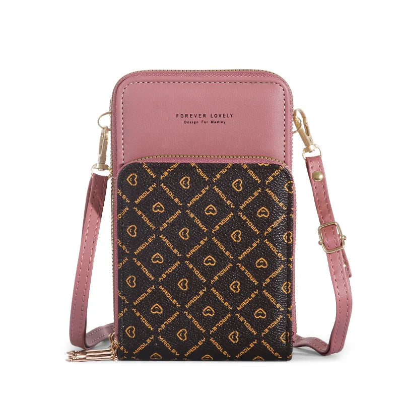 Elegant Touch Screen Crossbody Phone Bag - Chic Multi-Purpose Shoulder Wallet with Secure Zipper, Fashionable PU Material