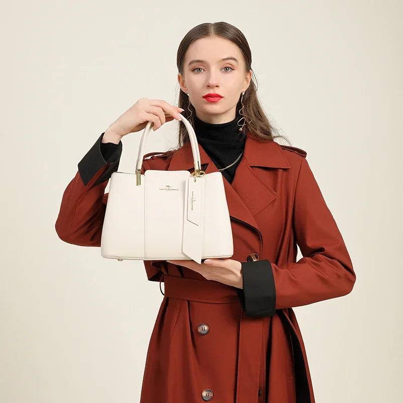 Women Luxury Top-Handle Bags 3 layer Design Fashion Print Handbag High Quality Leather Shoulder Bag Large Capacity Women Handbag