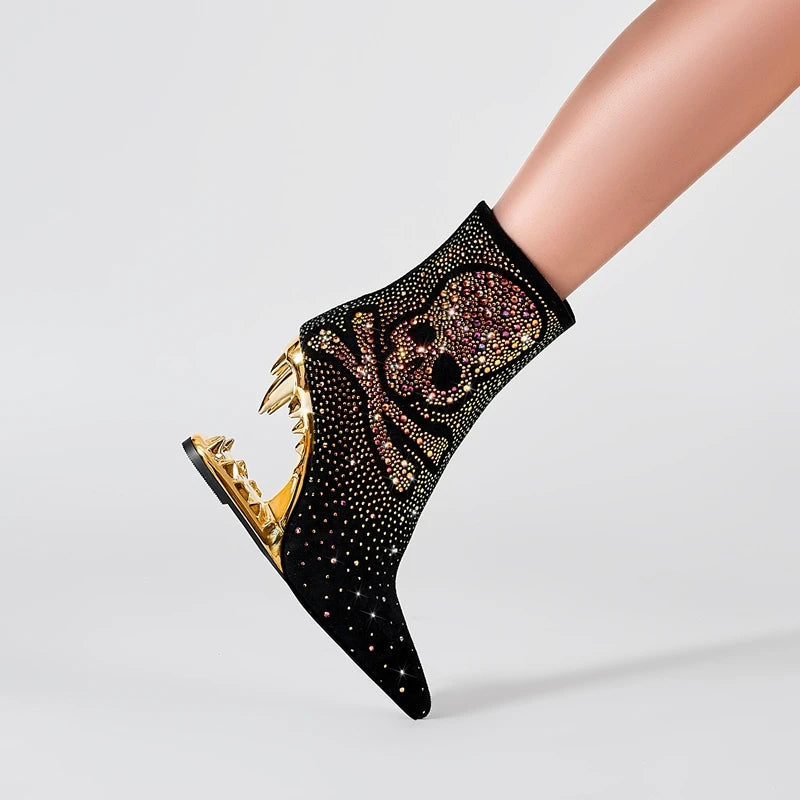 Kakay's New Water Diamond Super High Heel Wolf Teeth Tiger Teeth Shaped Heel Women's Short Boots Women's Boots