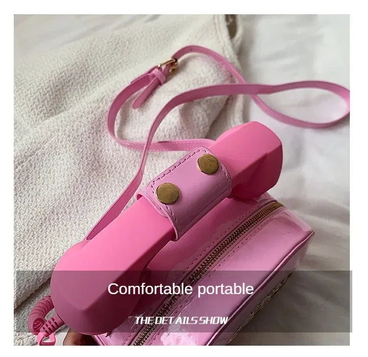 Stylish Women Telephone Shaped Crossbody PU Leather Shoulder Bag Female Casual Handbag Shopping Street School Satchel Tote Purse