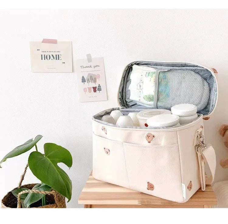 Baby stroller hanging bag multi-functional waterproof mother and baby bag stroller storage mommy outing bag portable milk sto...